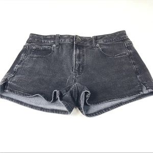 American Eagle Womens Hi Rise Shortie Shorts Size 4 Black Jean Stretch #0425